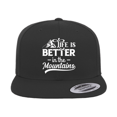 Hiking Life Is Better In The Mountains Embroidered Flat Bill Cap